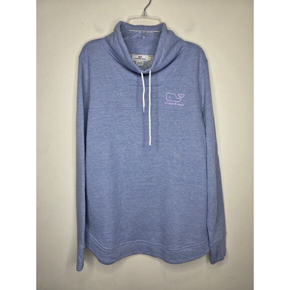 Vineyard Vines Tops - Vineyard Vines blue cotton blend cowl neck long sleeve pullover shirt - small